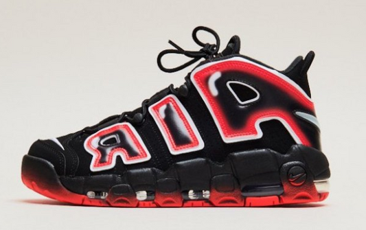 Nike Air More Uptempo Black White Laser Crimson
